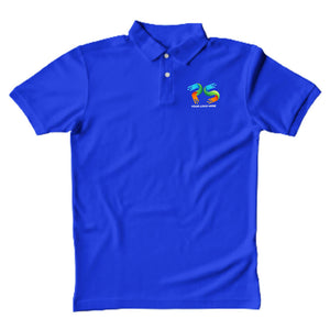 Polo Neck  Royal Blue Customised Kids T-Shirt - Front And Back Print