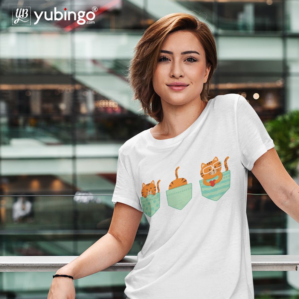 Kitty in Pocket Women T-Shirt-White