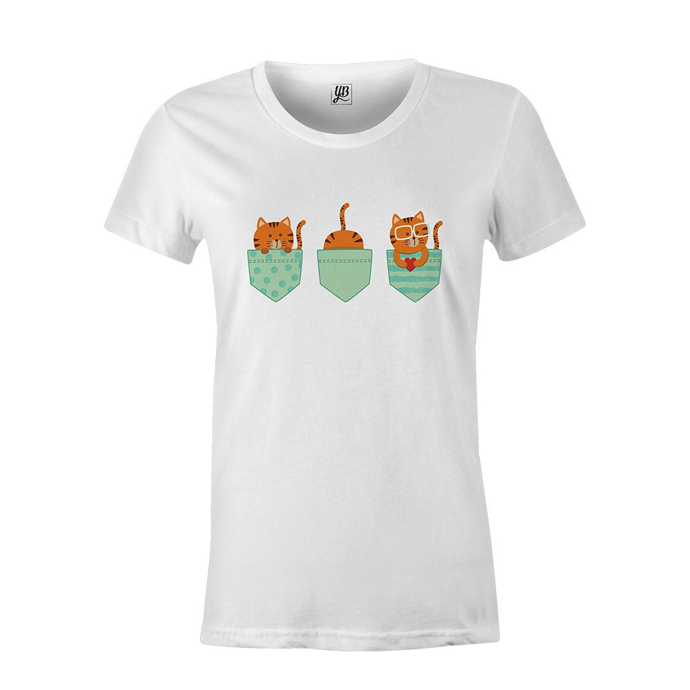 Kitty in Pocket Women T-Shirt-White