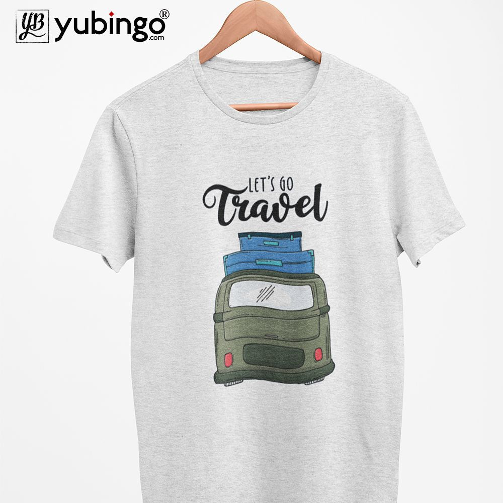 Let's Go Traveling Men T-Shirt-White Melange