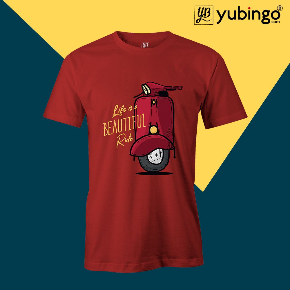 Life is Beautiful Ride Men T-Shirt-Red