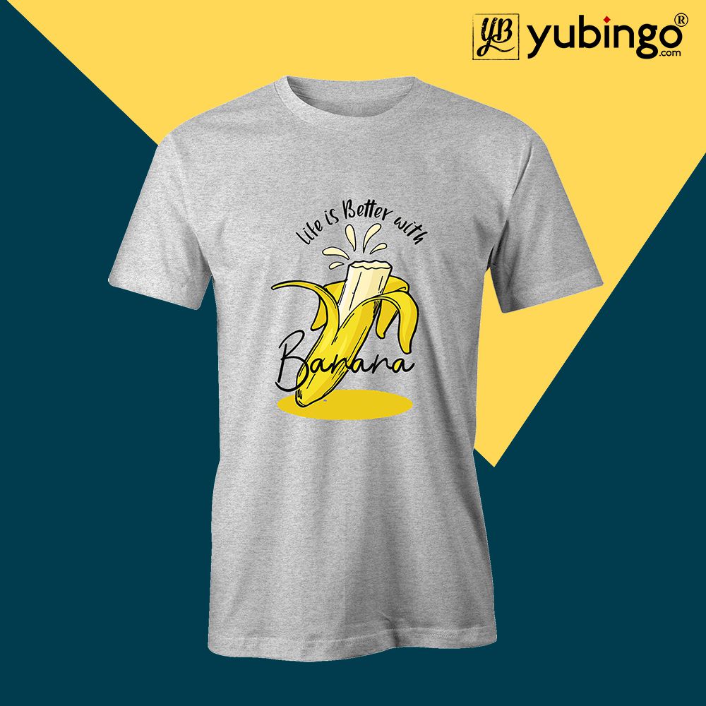 Life is Better with Banana Men T-Shirt-White Melange
