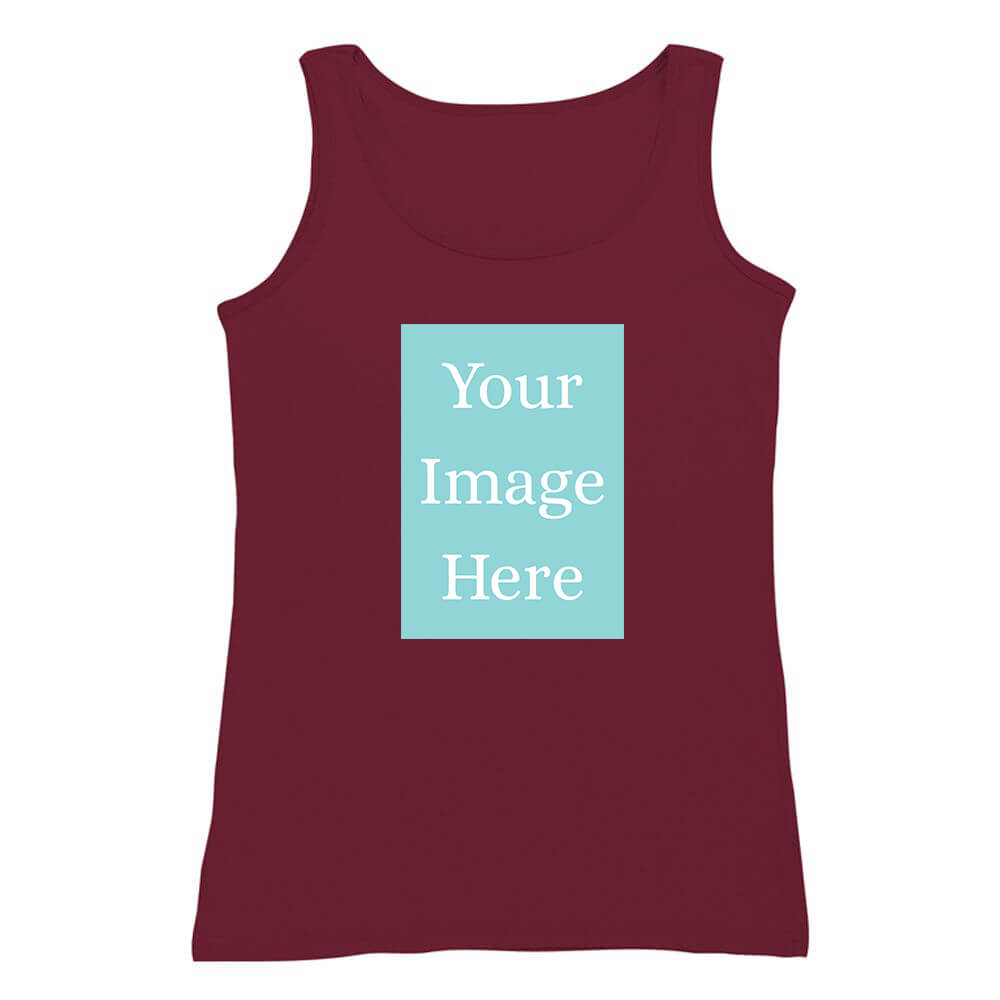Maroon Customised Tank Top - Front Print