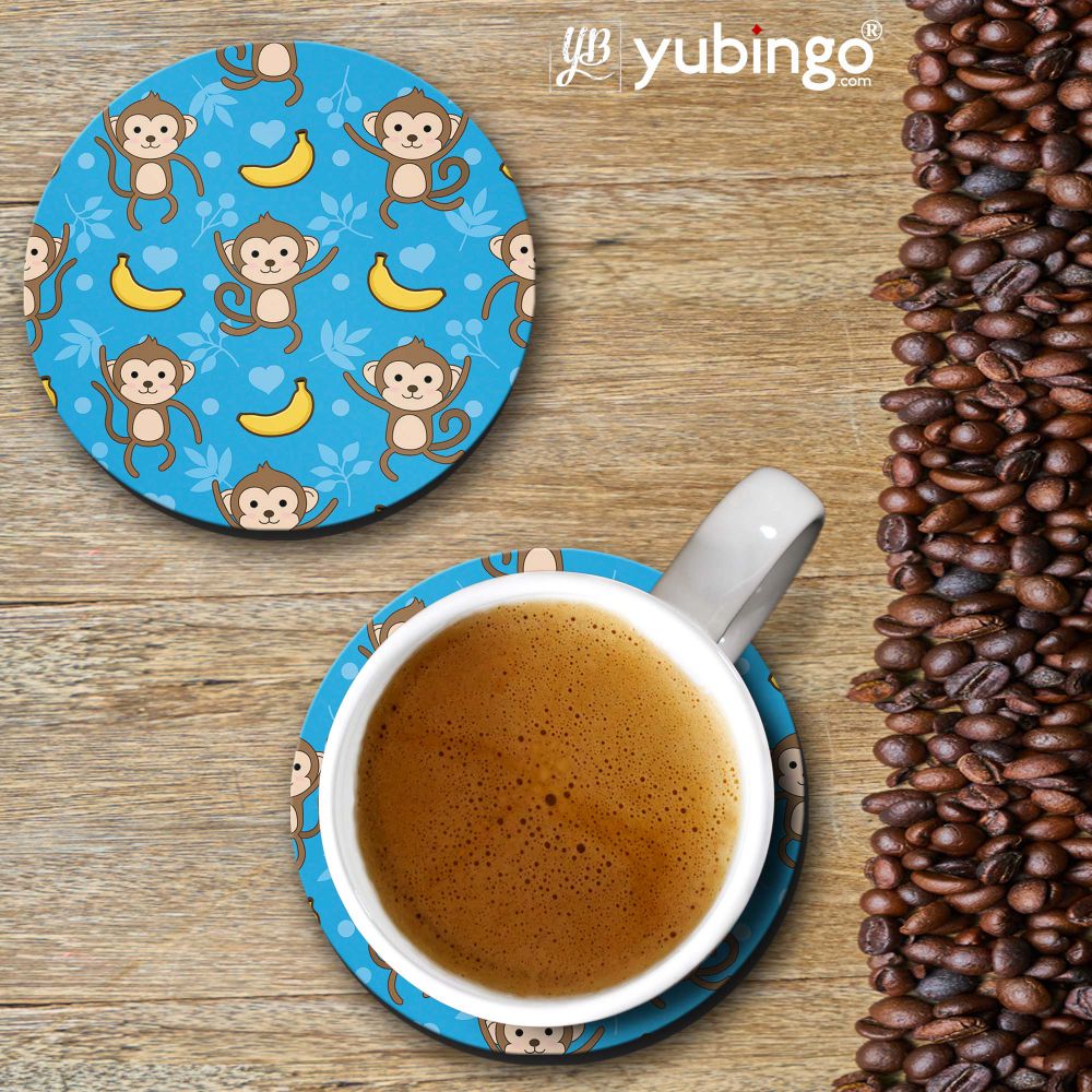 Monkey Banana Pattern Coasters