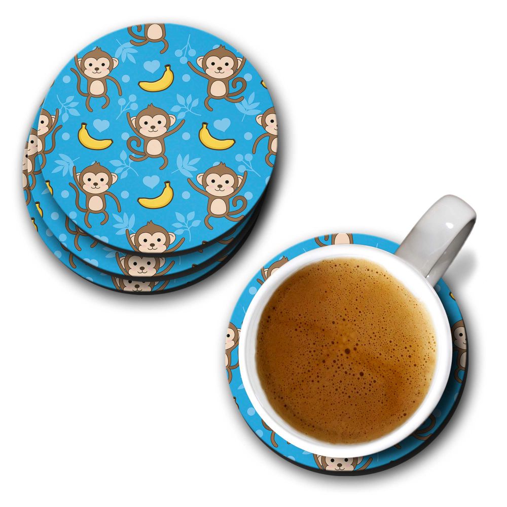 Monkey Banana Pattern Coasters