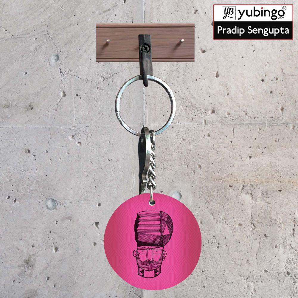 Intense look Round Keychain