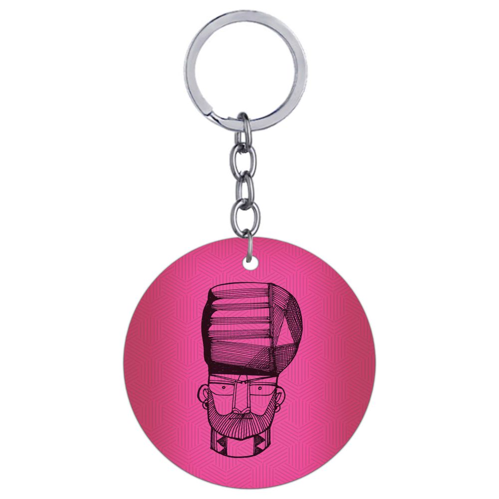 Intense look Round Keychain