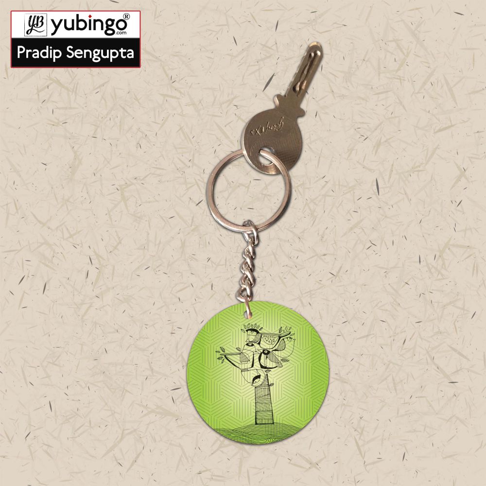 Tree birds Round Keychain-Image3