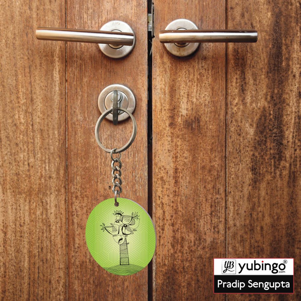 Tree birds Round Keychain-Image5