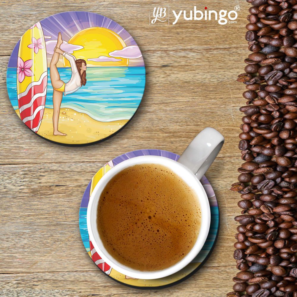 Sunrise with Yoga Coasters