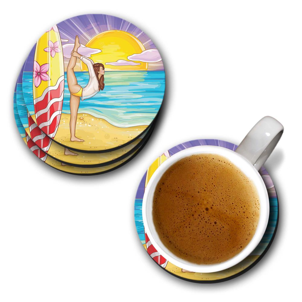 Sunrise with Yoga Coasters