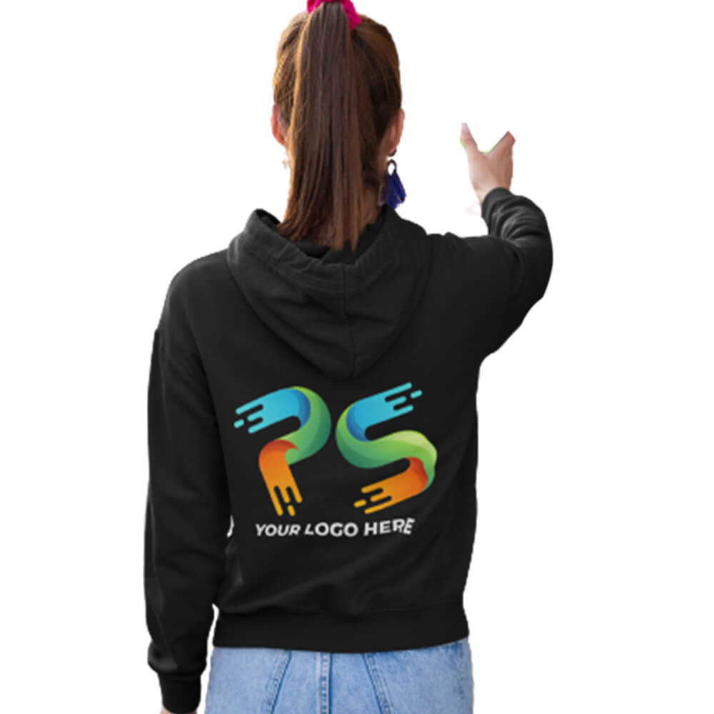 Black Customised Women's Crop  Hoodie - Front and Back Print