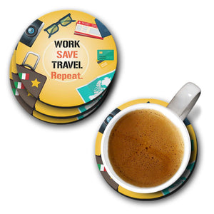 Work. Save. Travel. Repeat Coasters