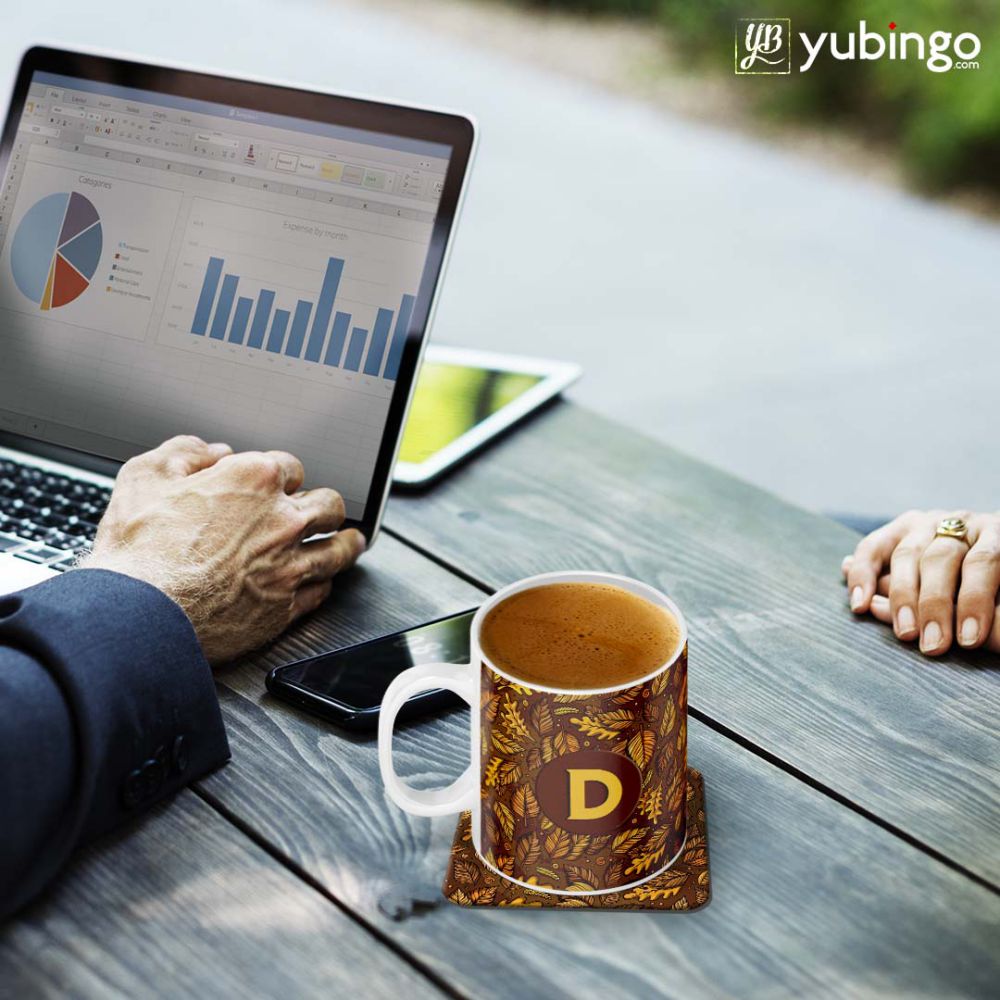 Autumn Leaves Customised Alphabet Coffee Mug With Coaster-Image2