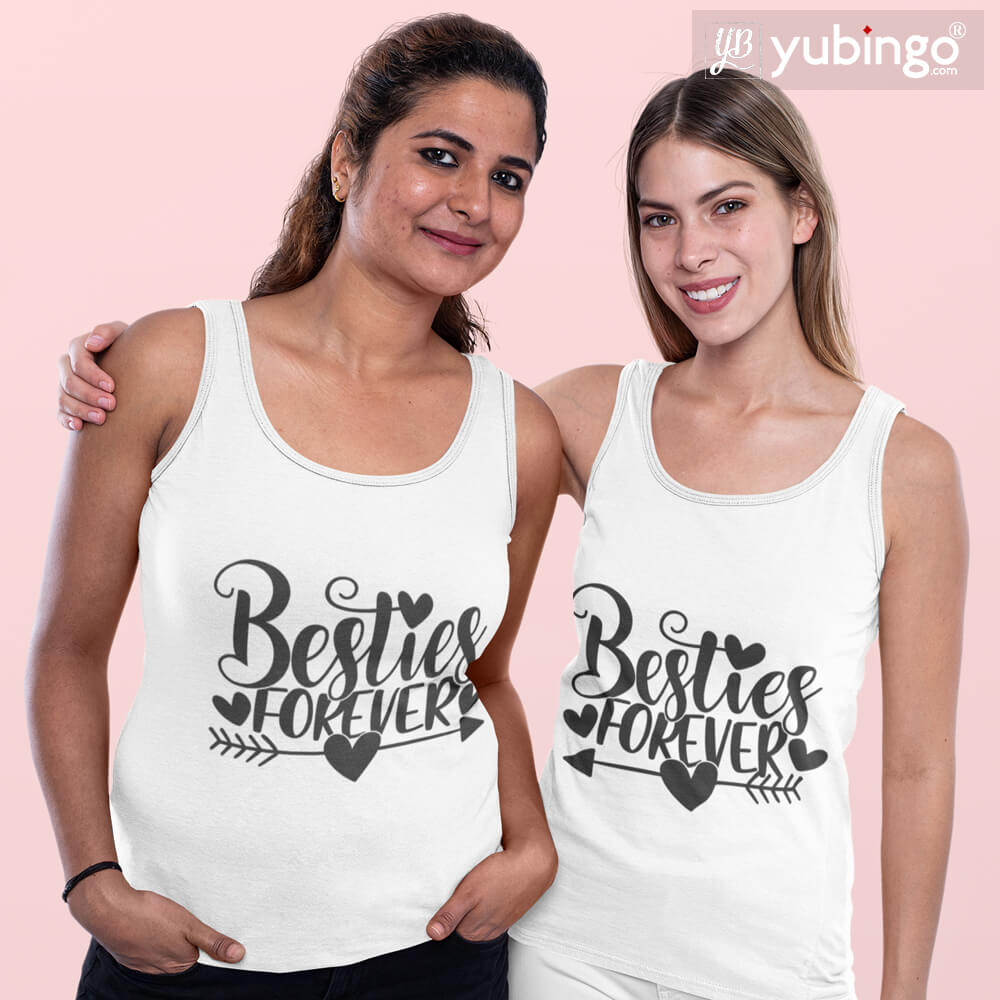 Besties Forever Tank Tops-White