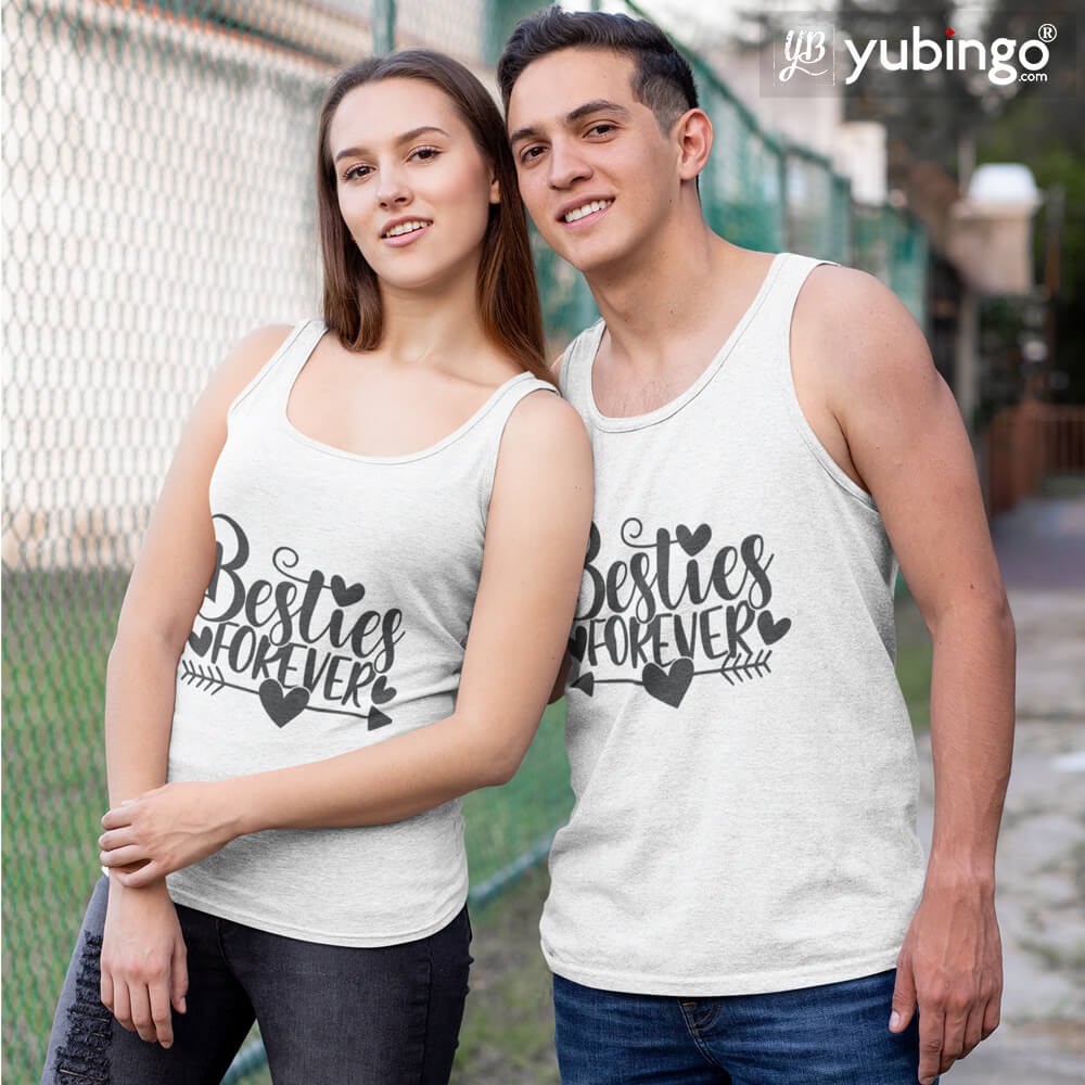 Besties Forever Tank Tops-White