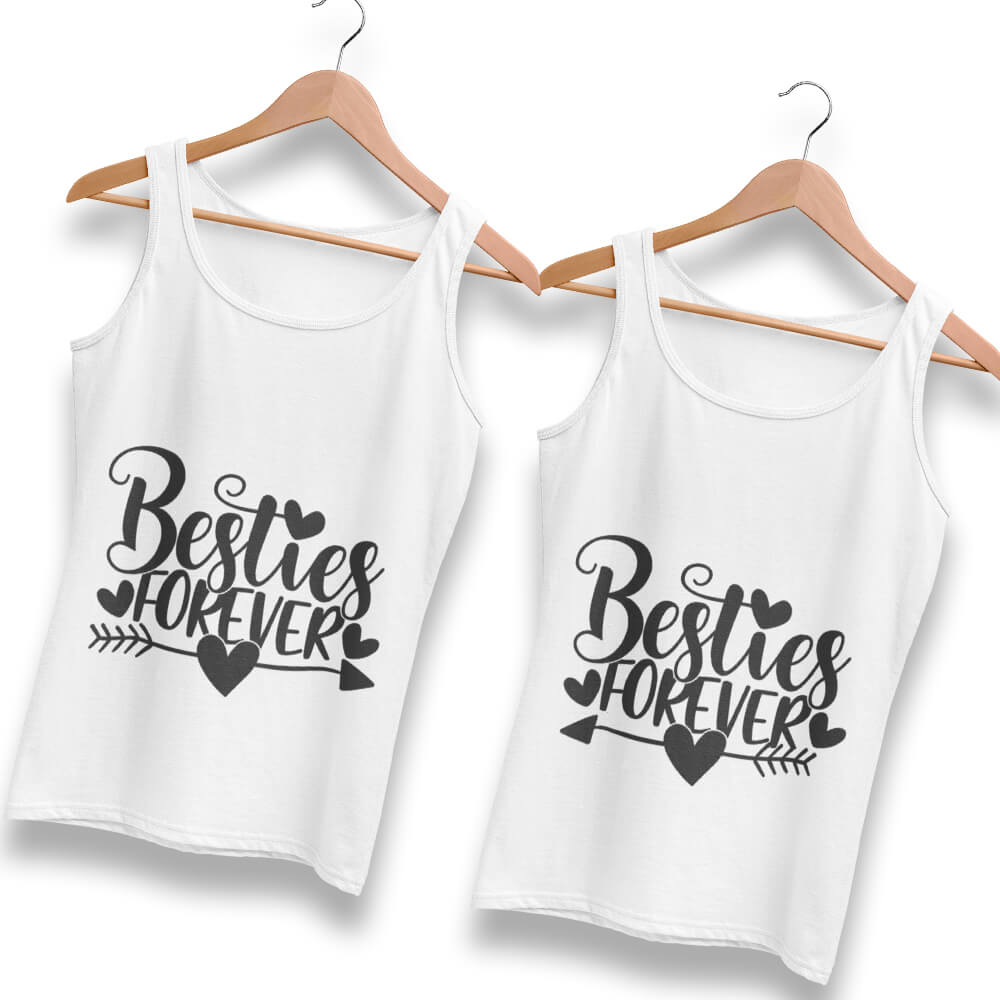 Besties Forever Tank Tops-White