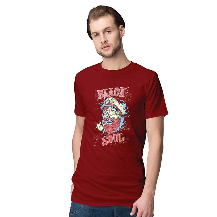 Black Soul Men T-Shirt-Grey Melange