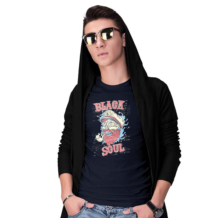 Black Soul Men T-Shirt-Navy Blue