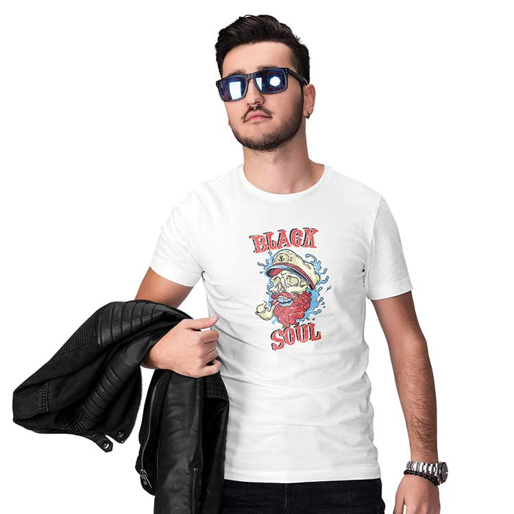 Black Soul Men T-Shirt-White