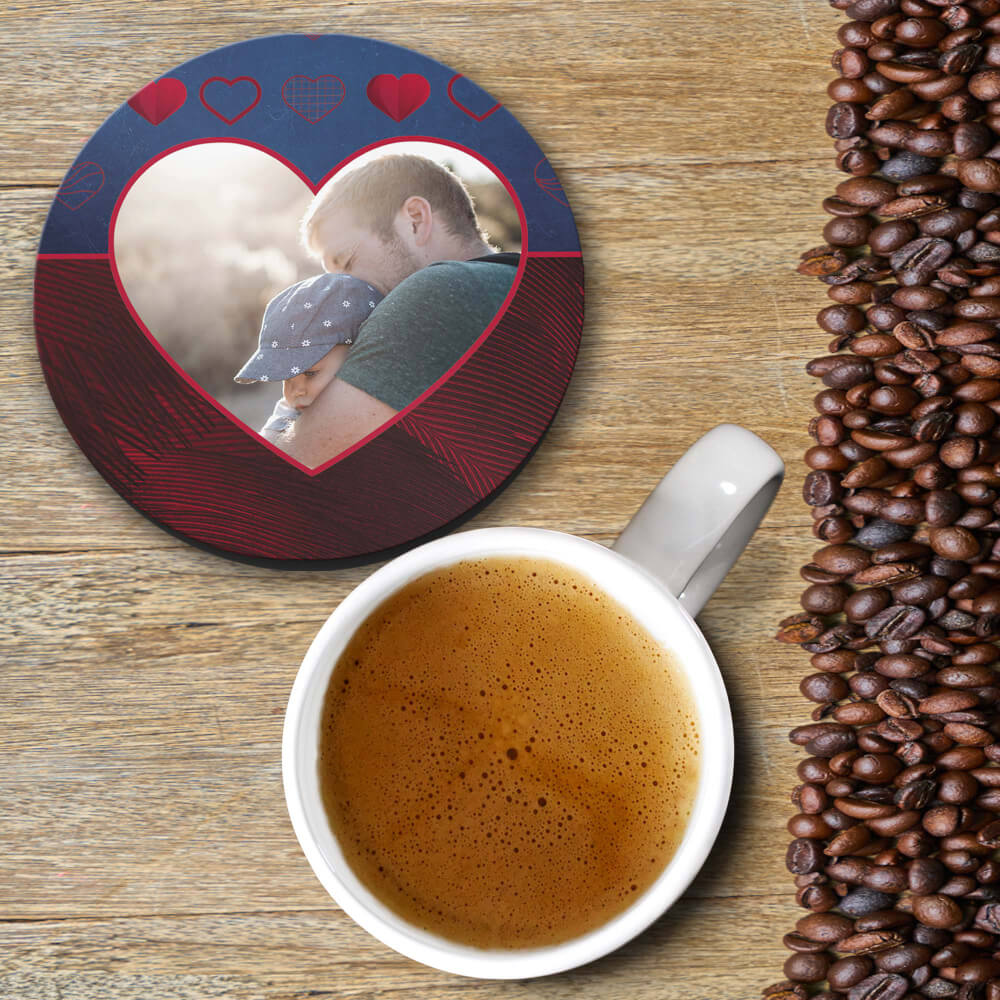 Blue Hearts Photo Coasters