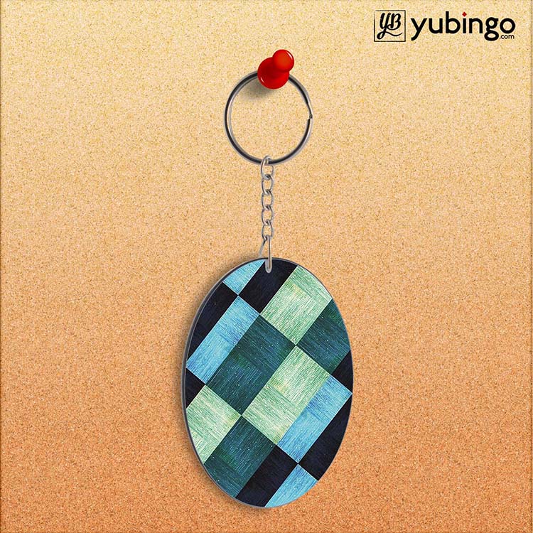 3D Tiles Oval Key Chain