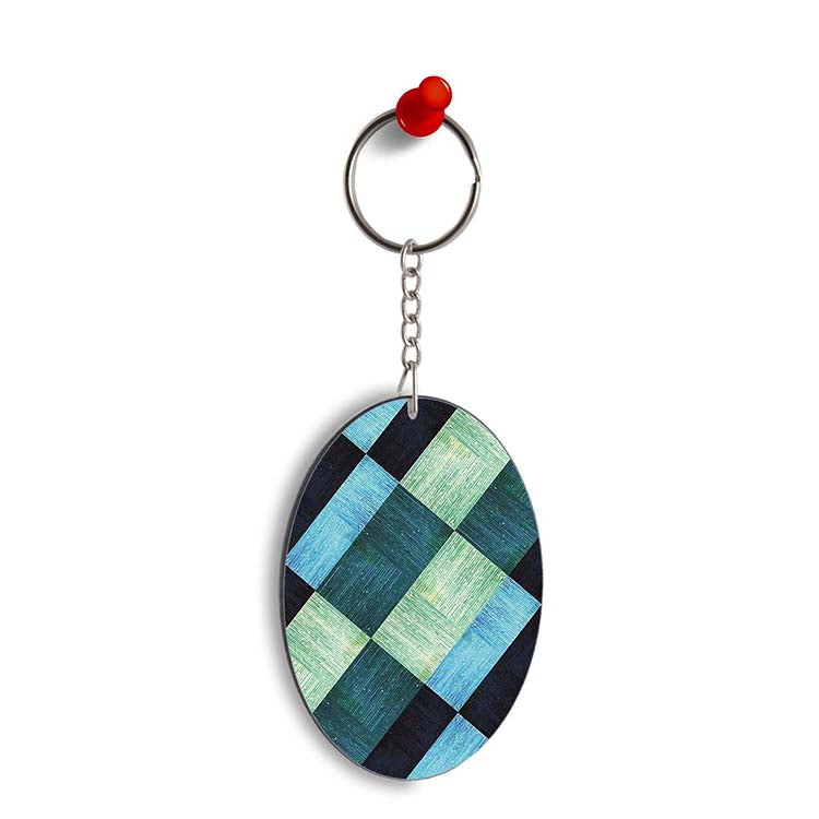 3D Tiles Oval Key Chain