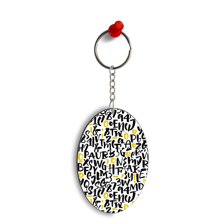 Alphabets &amp; Numbers Oval Key Chain