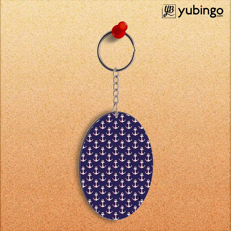 Anchor Pattern Oval Key Chain-Image2