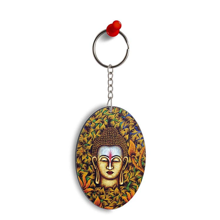 Artistic Buddha Oval Key Chain