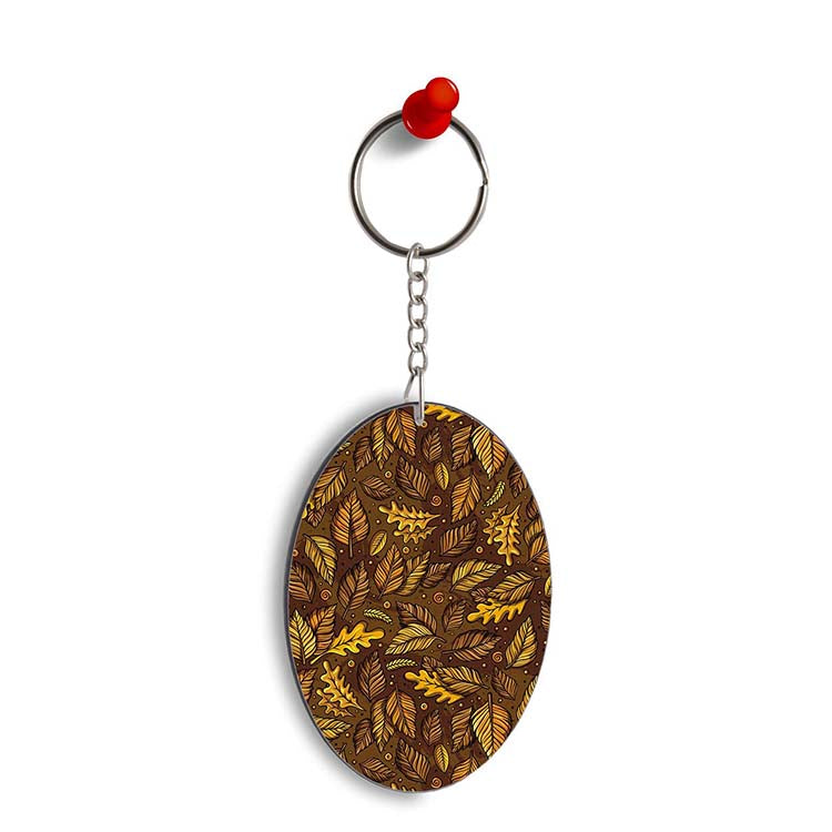 Autumn Leaves Oval Key Chain