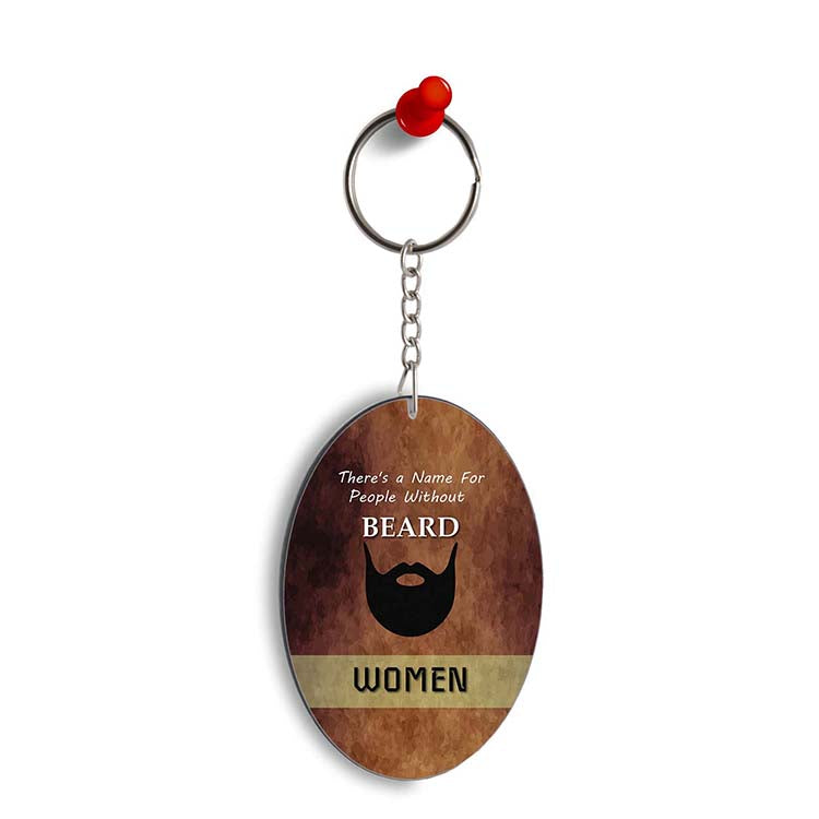 Beard Is Must Oval Key Chain