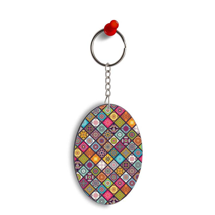 Beautiful Mandala Pattern Oval Key Chain
