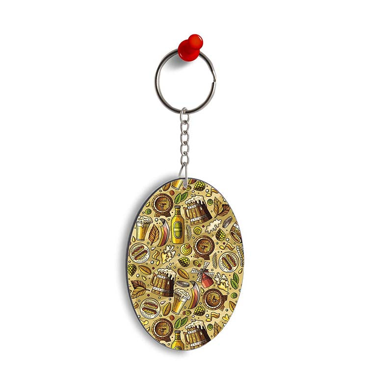 Beer Overflow Oval Key Chain