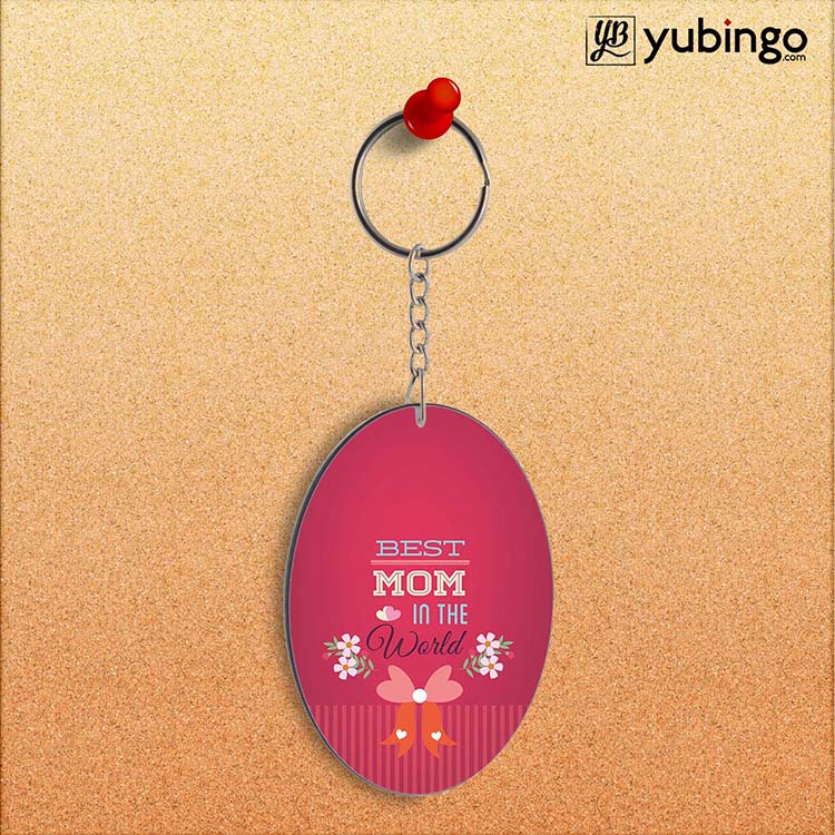 Best Mom in the World Oval Key Chain