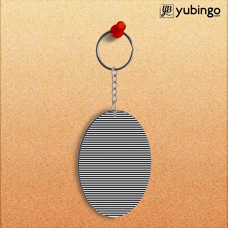 Black Stripes Oval Key Chain-Image2