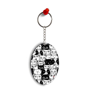 Cats Oval Key Chain
