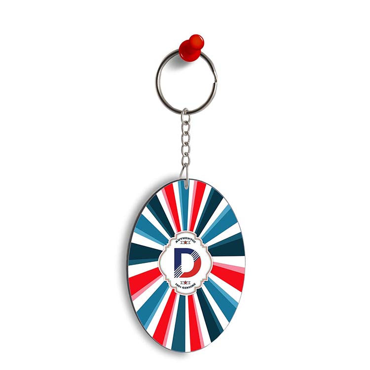Colourful Customised Alphabet Oval Key Chain