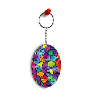 Colourful Mosaic Oval Key Chain
