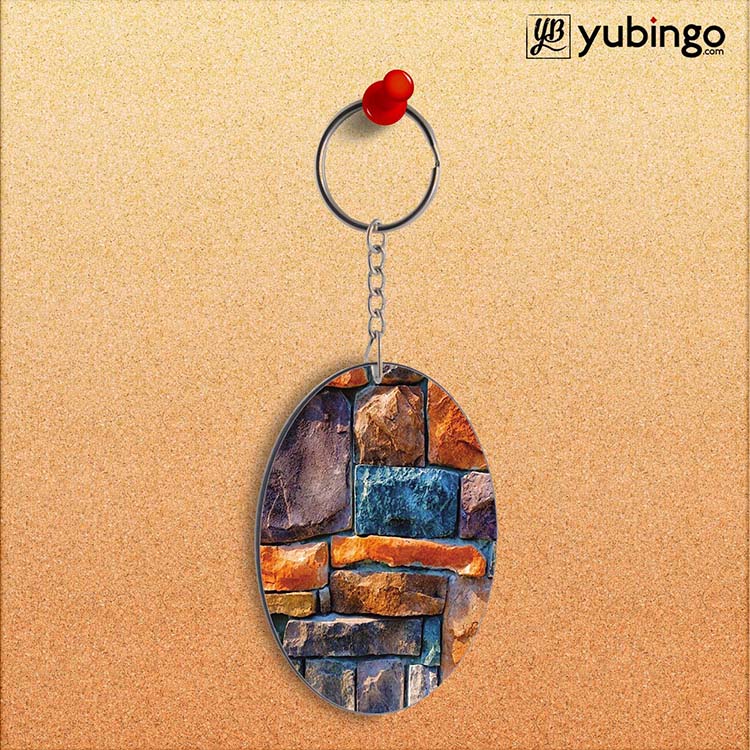 Colourful Stones Oval Key Chain