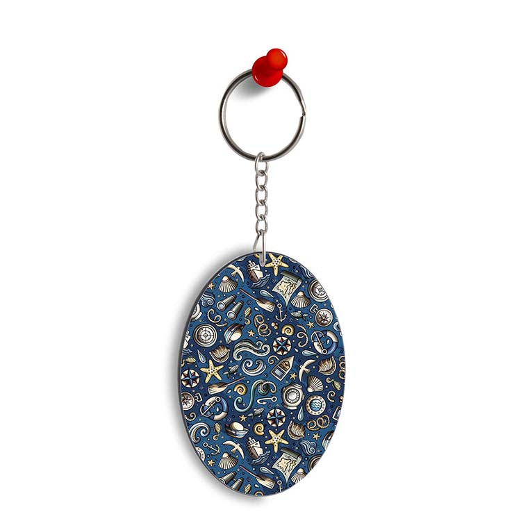 Cool Blue Oval Key Chain