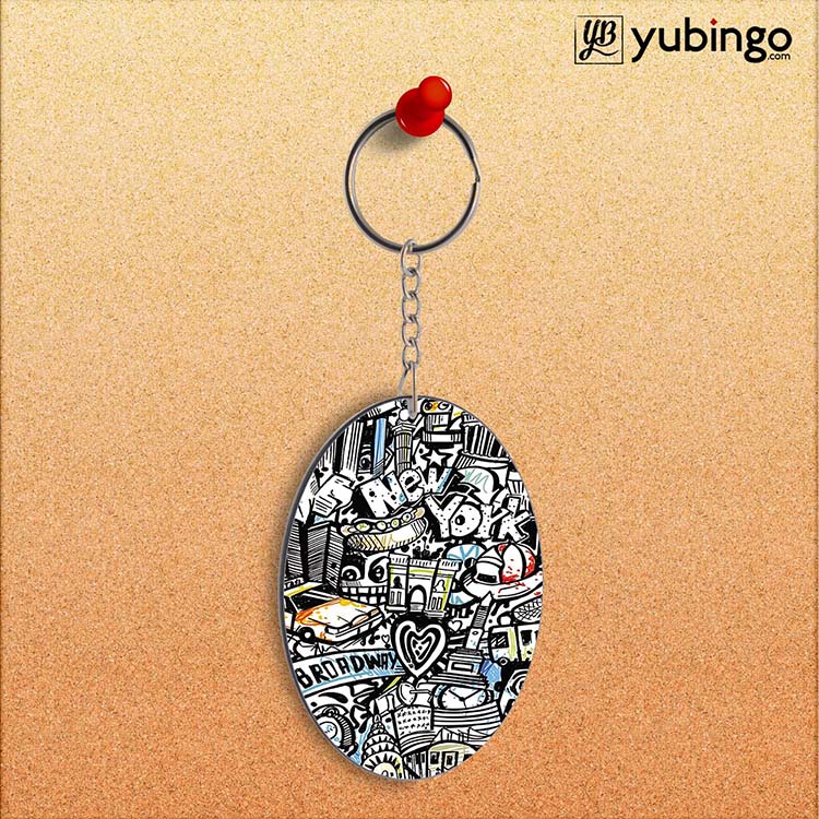 Cool Graffiti Oval Key Chain-Image2