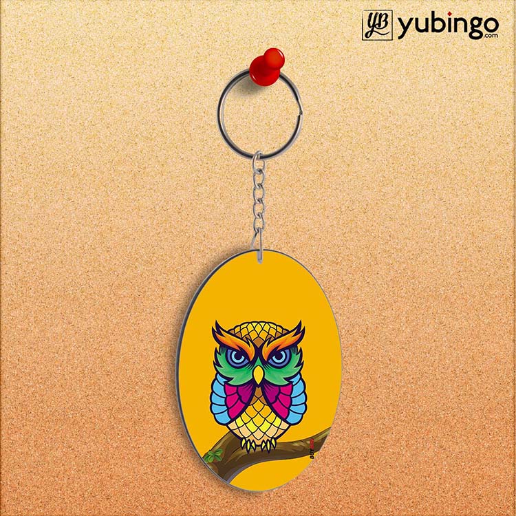 Cool Owl Oval Key Chain