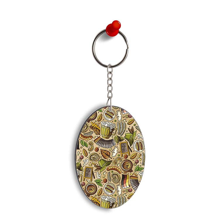 Cowboy Beer Oval Key Chain