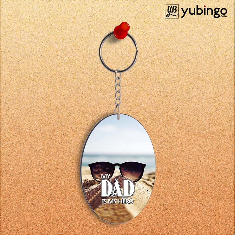 Dad is My Hero Oval Key Chain