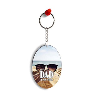 Dad is My Hero Oval Key Chain