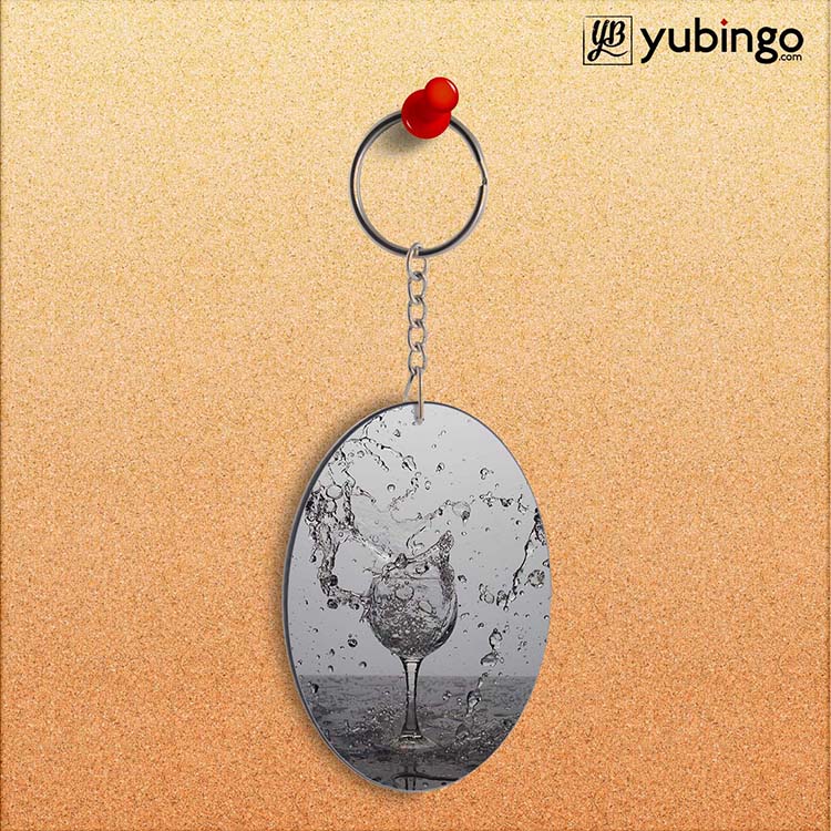 Dancing Water Oval Key Chain
