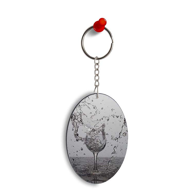 Dancing Water Oval Key Chain