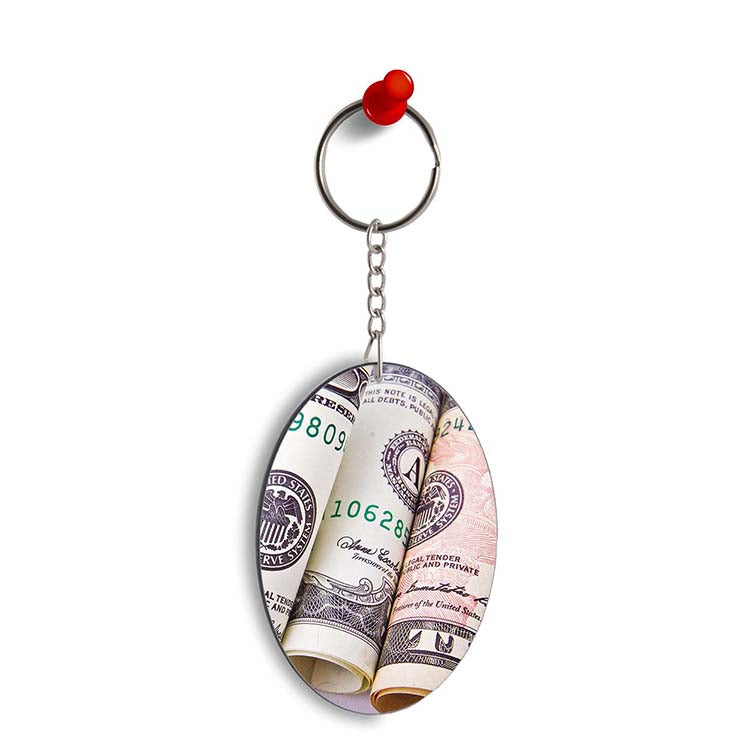 Dollars Oval Key Chain