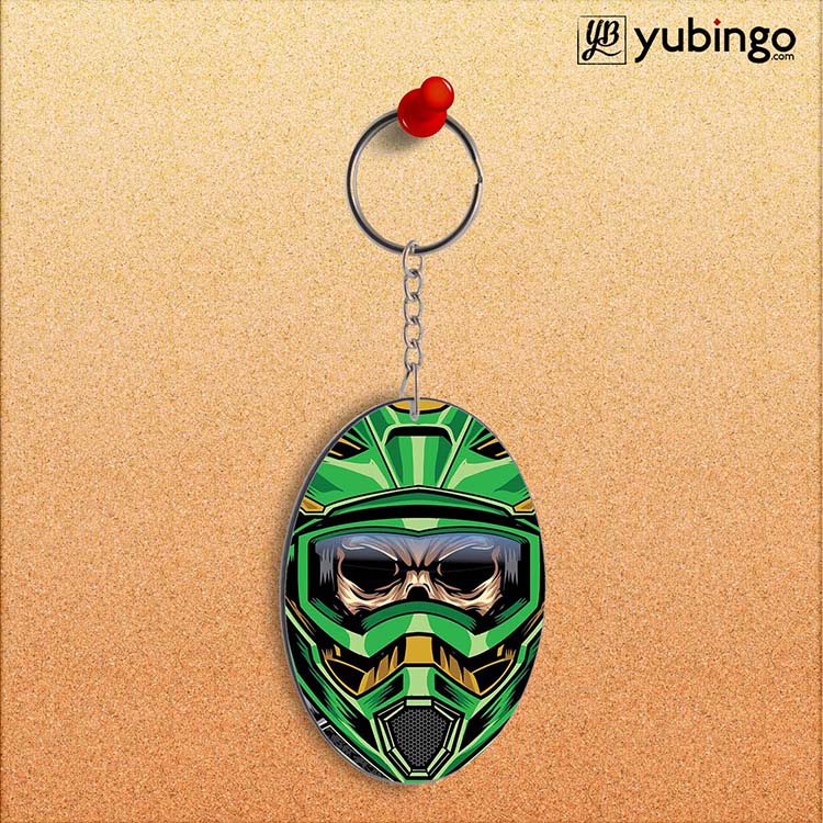 Driving Skull Oval Key Chain